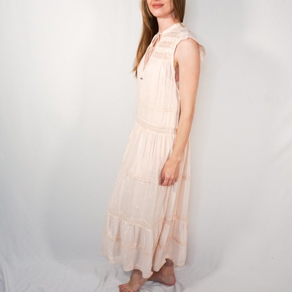 FREE PEOPLE Blush Swiss Dot Maxi Dress NWOT M1 - Picture 5 of 8